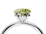 Low-Set Solitaire Engagement Ring Setting for Fancy Yellow Heart-Shaped Center with Thin Plain Band and Prong Head in Platinum