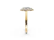 Halo Engagement Ring Setting for Pear-Shaped Center with Plain Tapered Band and Prong Head in Yellow Gold