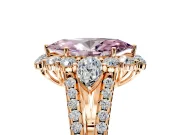 Halo Engagement Ring Setting for Fancy Pink Marquise Center with Two-Strand Split Shank and Prong Head in Rose Gold
