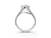 Solitaire Engagement Ring Setting for Marquise Center with Accented Split Shank and Prong Head in Platinum