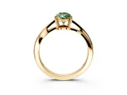 Solitaire Engagement Ring Setting for Fancy Green Pear-Shaped Center with Plain Bypass Twist Band and Prong Head in Yellow Gold
