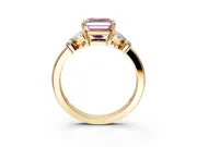 Solitaire Engagement Ring Setting for Fancy Pink Asscher Cut Center with Marquise Flower Shoulders and Prong Head in Yellow Gold