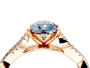 Solitaire Engagement Ring Setting for Fancy Blue Pear-Shaped Center with Twisted Pave Split Shank and Prong Head in Rose Gold