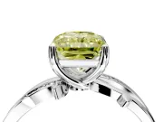 Solitaire Engagement Ring Setting for Fancy Yellow Radiant Cut Center with Pave and Plain Crossover Band and Prong Head in Sterling Silver