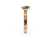 Solitaire Engagement Ring Setting for Fancy Green Oval Center with XO Engraved Band and Prong Head in Rose Gold