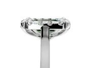 Single Halo Engagement Ring Setting for Fancy Green Emerald Cut Center with Corner Claws, Plain Band and Prong Head in Platinum
