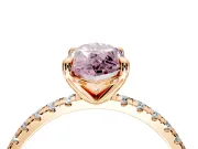 Solitaire Engagement Ring Setting for Fancy Pink Marquise Center with Fine Pave Narrow Band and Prong Head in Rose Gold