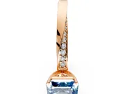 Side Accent Engagement Ring Setting for Fancy Blue Asscher Cut Center with Accent Shoulders and Prong Head in Rose Gold