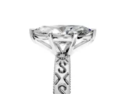 Solitaire Engagement Ring Setting for Marquise Center with Scrollwork Band and Prong Head in Platinum