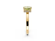 Hidden Halo Engagement Ring Setting for Fancy Yellow Princess Cut Center with Wide Flat Plain Band and Prong Head in Yellow Gold