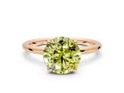 Solitaire Engagement Ring Setting for Fancy Yellow Round Cut Center with Plain Band, Open Basket and Prong Head in Rose Gold
