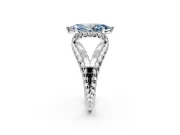 Halo Engagement Ring Setting for Fancy Blue Marquise Center with Rope Twist Split Shank and Prong Head in Platinum