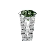 Solitaire Engagement Ring Setting for Fancy Green Round Cut Center with Pave Split Shank and Prong Head in Platinum
