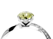 Side Accent Engagement Ring Setting for Fancy Yellow Pear-Shaped Center with Accent Shoulders and Prong Head in White Gold