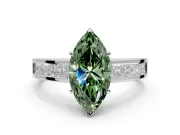 Solitaire Engagement Ring Setting for Fancy Green Marquise Center with Princess Cut Channel Band and Prong Head in Platinum