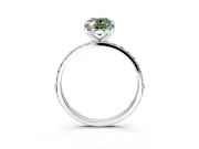 Solitaire Engagement Ring Setting for Fancy Green Oval Center with Pave Accents and Prong Head in Sterling Silver