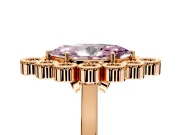 Cluster Halo Engagement Ring Setting for Fancy Pink Marquise Center with Milgrain Bezel Accents and Prong Head in Rose Gold