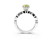 Solitaire Engagement Ring Setting for Fancy Yellow Oval Center with Milgrain Bezel Accents and Prong Head in Sterling Silver