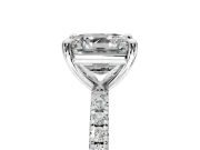 Solitaire Engagement Ring Setting for Asscher Cut Center with Fine Pave Narrow Band and Prong Head in Platinum