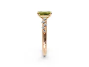 Cluster Engagement Ring Setting for Fancy Yellow Emerald Cut Center with Round Cut Accent Band and Prong Head in Rose Gold
