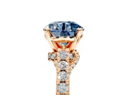 Solitaire Engagement Ring Setting for Fancy Blue Round Cut Center with Crossover Accents and Prong Head in Rose Gold