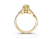Solitaire Engagement Ring Setting for Fancy Yellow Pear-Shaped Center with Pave Rail Split Shank and Prong Head in Yellow Gold