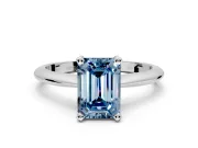 Solitaire Engagement Ring Setting for Fancy Blue Emerald Cut Center with Knife Ridge Band and Claw Prong Head in Platinum