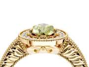 Milgrain Halo Engagement Ring Setting for Fancy Yellow Pear-Shaped Center with Pave Band and Prong Head in Yellow Gold