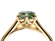 Solitaire Engagement Ring Setting for Fancy Green Cushion Cut Center with Cathedral Band and Prong Head in Yellow Gold