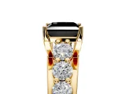 Solitaire Engagement Ring Setting for Fancy Black Princess Cut Center with Graduated Shared Prongs and Prong Head in Yellow Gold