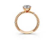 Rope Engagement Ring Setting for Round Cut Center with Accent Shoulders and Prong Head in Rose Gold