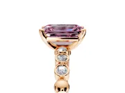 Solitaire Engagement Ring Setting for Fancy Pink Emerald Cut Center with Bezel-Dot Beaded Band and Prong Head in Rose Gold