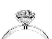 Solitaire Engagement Ring Setting for Round Cut Center with Thin Rounded Plain Band and Prong Head in Platinum