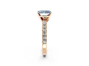 Solitaire Engagement Ring Setting for Fancy Blue Radiant Cut Center with Large Accents and Prong Head in Rose Gold