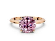 Solitaire Engagement Ring Setting for Fancy Pink Round Cut Center with Knife Ridge Band and Claw Prong Head in Rose Gold
