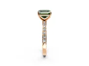 Solitaire Engagement Ring Setting for Fancy Green Asscher Cut Center with Round Cut Pave Band and Prong Head in Rose Gold