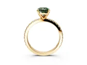 Solitaire Engagement Ring Setting for Fancy Green Radiant Cut Center with Fine Pave Band and Claw Prong Head in Yellow Gold