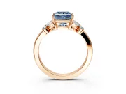 Solitaire Engagement Ring Setting for Fancy Blue Princess Cut Center with Marquise Flower Shoulders and Prong Head in Rose Gold