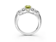 Cluster Engagement Ring Setting for Fancy Yellow Emerald Cut Center with Round Cut Accent Frame and Prong Head in Sterling Silver