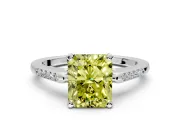 Solitaire Engagement Ring Setting for Fancy Yellow Radiant Cut Center with Channel Accents and Prong Head in Platinum