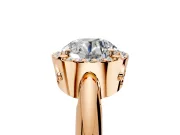 Halo Engagement Ring Setting for Round Cut Center with Tapered Plain Band and Prong Head in Rose Gold