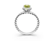 Halo Engagement Ring Setting for Fancy Yellow Emerald Cut Center with Rope Twist Split Shank and Prong Head in Platinum