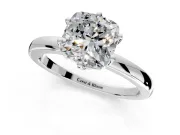 Solitaire Engagement Ring Setting for Cushion Cut Center with Plain Band and Tulip Prong Head in Sterling Silver