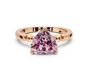 Solitaire Engagement Ring Setting for Fancy Pink Heart-Shaped Center with Beaded Shoulders and Prong Head in Rose Gold