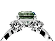 3 Stone Engagement Ring Setting for Fancy Green Radiant Cut Center with Pave Twist Band and Prong Head in Platinum
