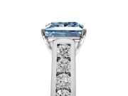 Solitaire Engagement Ring Setting for Fancy Blue Princess Cut Center with Cathedral Channel Band and Prong Head in Sterling Silver