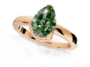 Solitaire Engagement Ring Setting for Fancy Green Pear-Shaped Center with Plain Band and Flat Tab Prong Head in Rose Gold