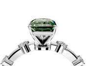 Solitaire Engagement Ring Setting for Fancy Green Radiant Cut Center with Bezel Station Band and Prong Head in White Gold