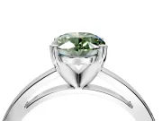 Solitaire Engagement Ring Setting for Fancy Green Oval Center with Basket Rail and Prong Head in White Gold
