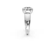 Solitaire Engagement Ring Setting for Round Cut Center with Wide Band and Bezel Head in Sterling Silver